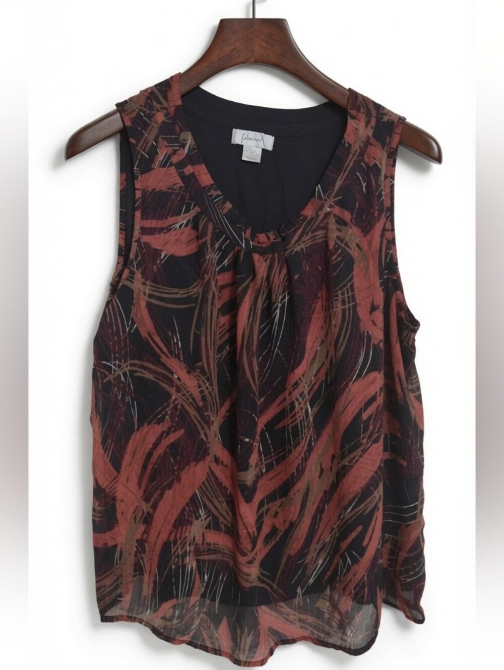 Christopher & Banks Y2K Style Chiffon Blouse 1X Bohemian Artsy Summer Casual
